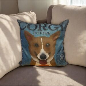Corgi Puppy Imported Roast Coffee Welsh Blend North Wales Throw Pillow 16 X 17